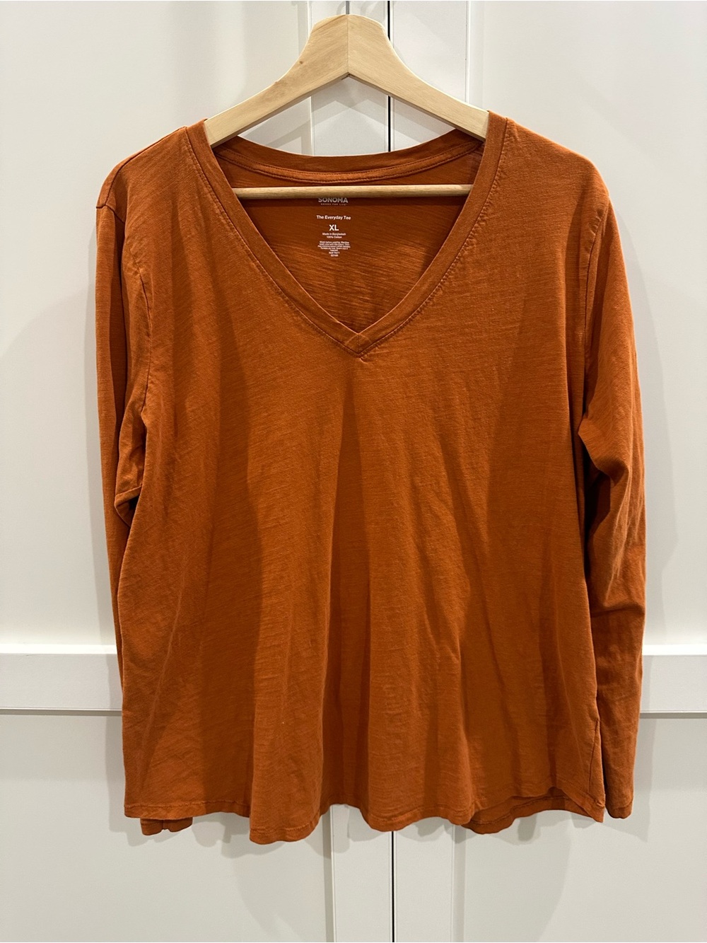 Sonoma The Everyday Tee Long Sleeve Cotton Tee in Orange Size XL 100% Cotton